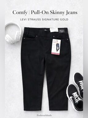 Levi Strauss Signature Gold Pull-On Skinny Jeans Black Size 16 W33 L32 NWT